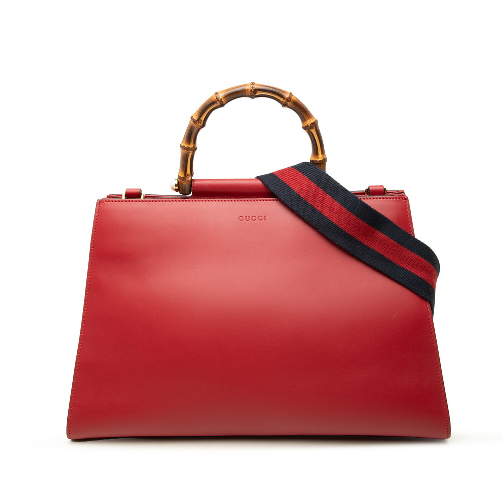 Pre-Loved Gucci Medium Calfskin Bamboo Nymphaea Satchel